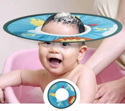 Productafbeelding van Baby badmuts Veilige shampoo Douchemuts Badkop Conditioner Bescherming Peuters en kinderen voorkomen dat water in ogen en oren komt (blauw)