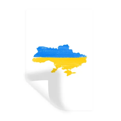 Obrázok produktu pre MuchoWow® Nálepka na stenu - Mapa s vlajkou Ukrajiny - 80x120cm - Samolepiaca a polohovateľná