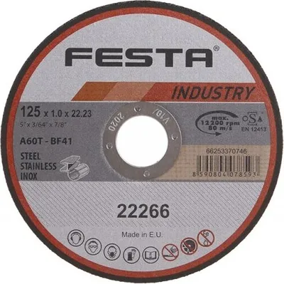 Immagine prodotto di mola per taglio metalli 125x1x22,2 FESTA INDUSTRY/acciaio inox