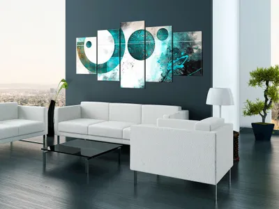 Immagine prodotto di Quadro acustico astratto geometrico 200x100 cm immagini schiuma acustica ad alte prestazioni fonoassorbente isolamento acustico tela 5 pezzi parete murale acustica ambiente isolamento acustico a-A-0229-b-m