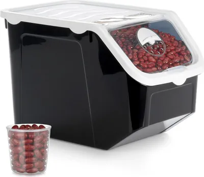 Image de Vilde | Boîte de conservation pour fruits et légumes - avec couvercle - 12 L - Noir - Boîte fraîcheur - Aération réglable