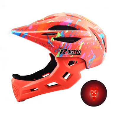 Produktbild von Kinderhelm Jugend MTB Fahrrad Helm Integralhelm mit LED Rücklicht 48-57cm Skateboard MTB Fahrrad Helm Rot