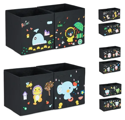 Produktbild von Relaxdays Aufbewahrungsboxen Kinder, 4er Set, DIY Schaumstoff-Sticker, Spielkist