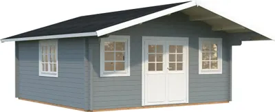 Produktbild von Palmako Gartenhaus Helena 24,6 m² - 70 mm hellgrau/weiß lackiert