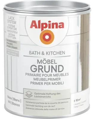 Produktbild von Alpina Bad & Küche Möbelgrund Möbelgrundierung - optimale Haftung des Lackanstrichs - weiß 750 ml