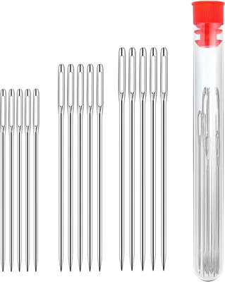 Produktbild von Nähnadeln Großes Öhr, 30 Stück Nähen Nadeln große, Nadeln mit großem Öhr, ideal für Handnähen, Sticken, Basteln andTextilarbeitenNadeln (42mm, 52mm, 60mm)