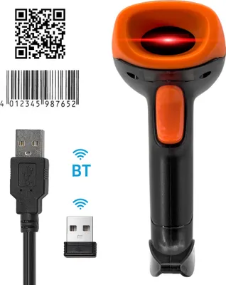 Zdjęcie produktu dla Przenośny skaner kodów kreskowych 1D/2D/QR BT+2.4 G bezprzewodowy czytnik kodów kreskowych USB, skanowanie ręczne/ciągłe, czujnik obrazu CMOS, obsługa kodów papierowych/ekranowych PDF417, kompatybilny z systemami Windows, Android, MacOS, Linux dla supermarketów, bibliotek, logistyki, handlu detalicznego, magazynów