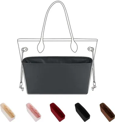 Zdjęcie produktu dla Dwukomorowy organizer do torebki, jedwabny organizer do torebki Neverfull PM/MM/GM, organizer typu „torba w torbie” o jedwabnej fakturze (MM)