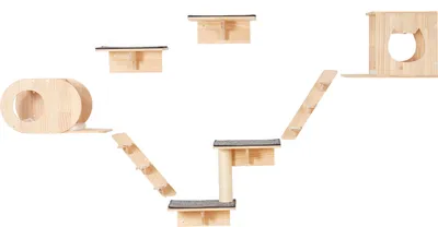 Immagine prodotto di SucceBuy set di mensole da parete per gatti, barre da parete per gatti con trampolini, letti, amache e albero da arrampicata, mobili per gatti che reggono fino a 40 libbre, perfetti per dormire, giocare e arrampicarsi, set di 7