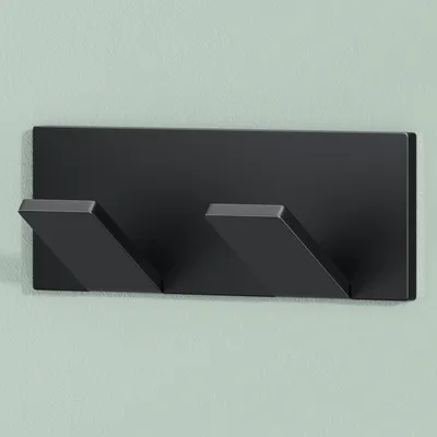 Produktbild von Mai & Mai Kleiderhaken ohne Bohren Wandgarderobe Wandhaken aus Edelstahl mit 2 Haken Garderobenleiste Garderobenhaken 81mm Matt schwarz Stalo-02