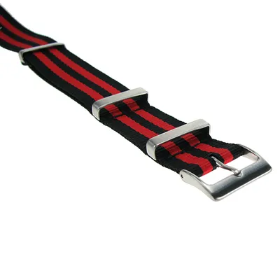Obrázok produktu pre Nylonband schwarz-rot gestreift, 20mm
