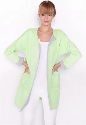 Produktbild von Damen Blazer Jacke Cardigan,S/M; Pastellgrün/Grau