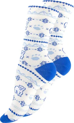 Produktbild von Vincent Creation® Bunte Fun Socken Farbenfrohe Freizeitsocken Damen & Herren 36-40 Eisbärweiss/blau