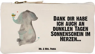 Produktbild von Mr. & Mrs. Panda Etui Elefant Biene Größe S Klein - Weiß - Geschenk, Liebesspruch, Kulturtasche, Heiratsantrag, Kulturbeutel, Schminktäschchen, Stoffbeutel, Mäppchen