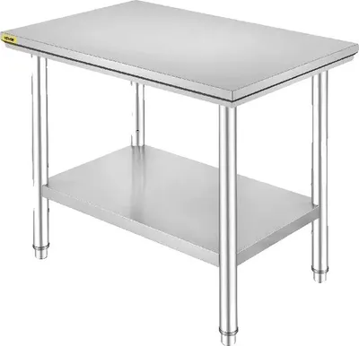 Image de Table de travail pour cuisine, table de restauration professionnelle, acier inoxydable
