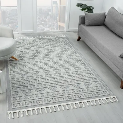 Produktbild von Teppich Boho Skandi Wohnzimmer, Schlafzimmer, Balkon, Küche, Terrasse, Flur 3D Creme