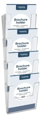 Zdjęcie produktu dla Europel 350103, Uchwyt broszury, A4, Polistyren, Przezroczysty, Pionowa, 236 mm