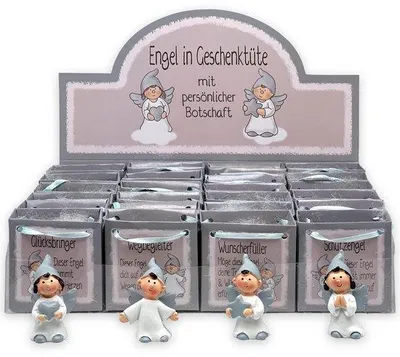 Produktbild von Engel-Set mit 24 Teilen - Handbeschildert - Raamhänger - Beschützender Engel - Schlüsselanhänger - Figurin - Glücksbringer