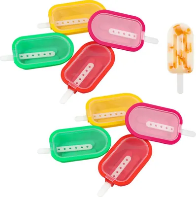 Produktbild von 8er Set Mini-Eisformen aus Silikon, 65 ml, BPA-frei, mediterranes Design, ideal für Kinder & Erwachsene