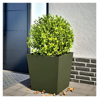 Produktbild von Pflanzkübel Hochbeet aus Metall für Garten und Terrasse, Olivgrün 50x50x50 cm