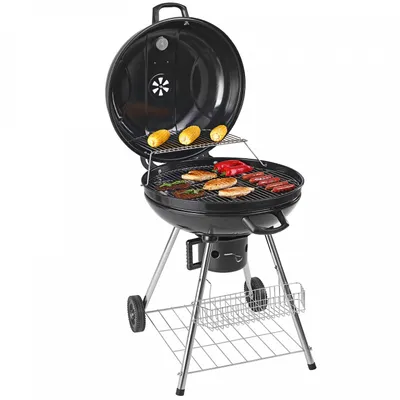 Obrázek produktu pro Zahradní kruhový gril na dřevěné uhlí Ø 54 cm| černý