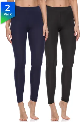 Produktbild von Merry Style Damen Lange Leggings aus Baumwolle 2 Pack MS10-198 (Schwarz/Marine, S)