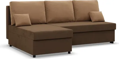 Produktbild von Ecksofa mit Schlaffunktion KEMI, Wohnzimmer Couch, Schlafcouch, Bonell, Braun/Capuccino