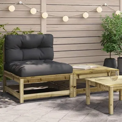 Image de Canapé de jardin sans accoudoirs, avec coussins et repose-pieds, mobilier de balcon, salon de jardin, mobilier de jardin, canapé de balcon, canapé de terrasse, mobilier de terrasse - 838140
