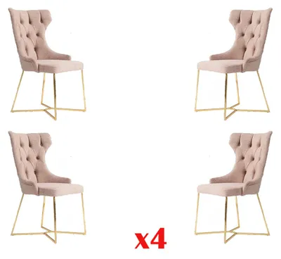 Produktbild von Set 4x Chesterfield Designer Massivholz Stuhl Esszimmerstuhl Designer Polster