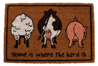 Image de Esschert Design Kokosmatte "Home is where the herd is" 61 x 40,4 cm