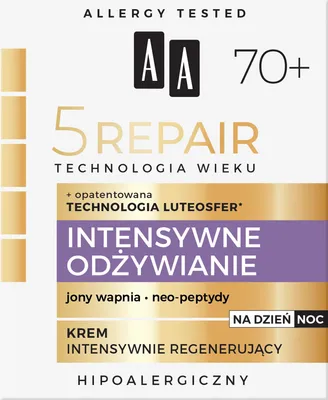 Obrázok produktu pre AA Technologia Wieku 5Repair 70+ Intensywne Odżywianie krem na dzień i noc regenerujący, 50 ml