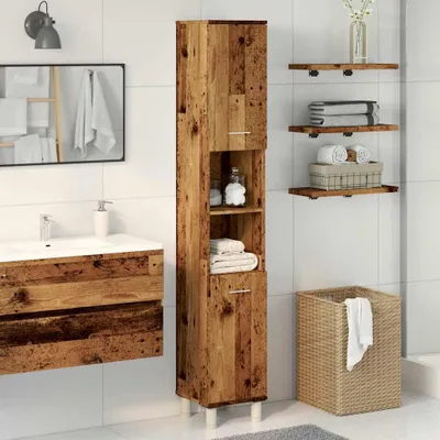 Obrázek produktu pro vidaXL Koupelnová skříňka vzhled starého dřeva 30x30x179 cm materiál na bázi dřeva