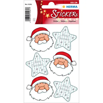Obrázok produktu pre HERMA 15261, Papája, Viacfarebný, Permanentný, Santa Claus, 18 kusov, 3 listy
