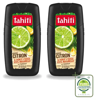 Immagine prodotto di 2 flaconi di bagnoschiuma Tahiti, profumato al limone e all'olio di cocco, idratante, 250 ml ciascuno, confezione da 2 pezzi