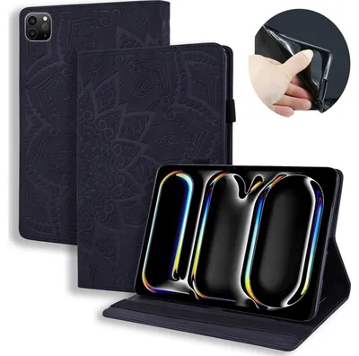 Produktbild von Mobigear Mandala Schutzhülle für iPad Pro 13 Zoll (2024) – Klapphülle – Schwarz