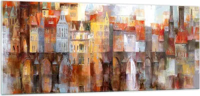 Produktbild von Bilder auf glas - Stadt Mietshaus - 100x40cm - Glasbilder - Wandbilder - Kunstdruck - zum Aufhängen bereit - Wanddekoration aus Glas - Glas Bilder - Wandbild auf Glas - Einteilig - GAB100x40-3476