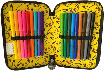Obrázek produktu pro Goldkids - Penál 3 oddíly - Penál - Penál 3 oddíly Penál 44-dílný Vyplněný školní kufřík - Pokemon Pikachu