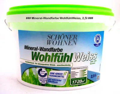 Produktbild von Mineral-Wandfarbe WohlfühlWeiss matt - für Allergiker geeignet - 2,5 l