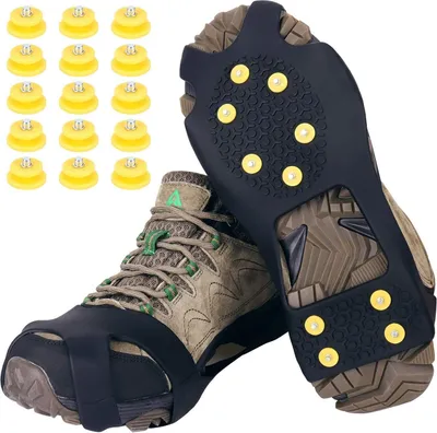 Produktbild von Shoe spikes, shoe claws, crampons, shoe spikes for mountain shoes, with a pack of 15 replacement snow spikes for women, men and children