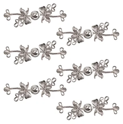 Schmetterlings-Mantelverschluss, 6 Paar, chinesische Knöpfe, Silber