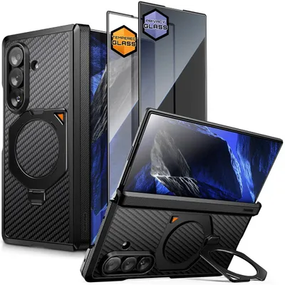 Obrázok produktu pre Puzdro na mobil + tvrdené sklo 9H + ochranné sklo na displej pre Galaxy Z Fold8 Ultra / Fold7, značka Supcase, model UB Aero, farba: čierna