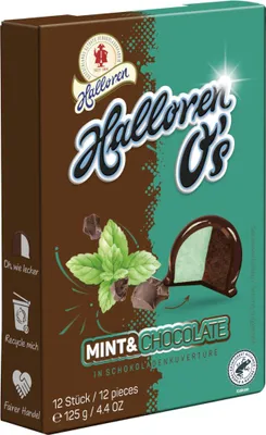 Produktbild von Halloren O´s Mint and Chocolate Kakao-Minzfüllung Packung 125g