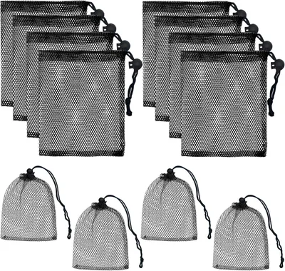 Imagen del producto de Bolsas de malla con cordón, 15x20 cm, 12 unidades, para viajes y cosméticos