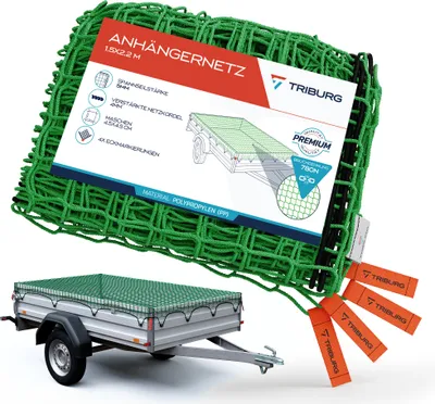 Produktbild von TRIBURG Anhängernetz mit Eckmarkierungen 1,5x2,2 m Ladungssicherung I Transportnetz I Anhängerzubehör