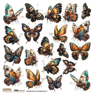 Produktbild von AUFKLEBER ScrapLove Dekor Stickers - Steampunk Butterflies 1