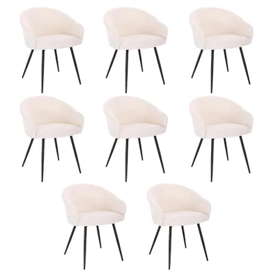 Produktbild von HOME DELUXE - Polsterstuhl CELESTE - 8 Stück, Farbe: Samt Weiß - weiche Polsterung, bis 120 kg belastbar I Küchenstuhl Speisestühle Esszimmerstühle