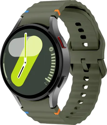 Produktbild von Strap-it Silikon-Armband mit Wellenmuster – passend für Samsung Galaxy Watch 7 (40&44mm) / 6 / 6 Classic / 5 / 5 Pro / 4 / 4 Classic / FE – Armeegrün