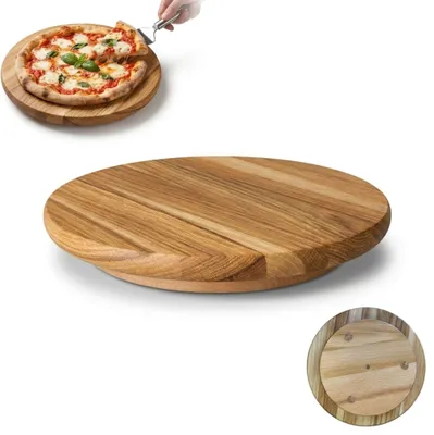 Zdjęcie produktu dla Deska OBROTOWA 25cm drewniana DĄB Do Serwowania Pizzy Przekąsek Wypieków