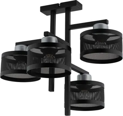 Immagine prodotto di Plafoniera decorativa moderna con paralume nero e argento 4 punti Off 4xE27 15W Sigma Lighting