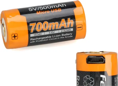 A close-up studio shot of a rechargeable battery.